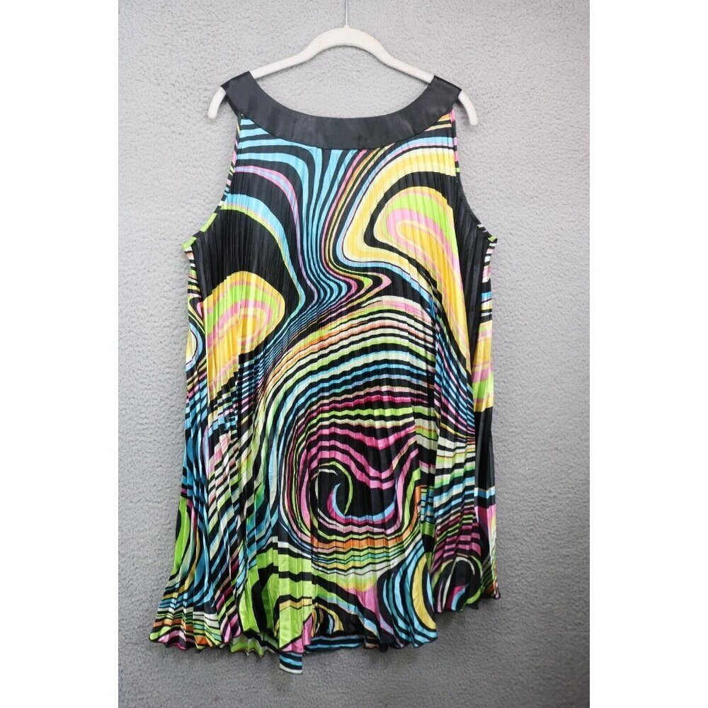 Voir Voir Sleeveless Pleated Silky 70's Vibe Dress-Size 16-Retro-BOHO